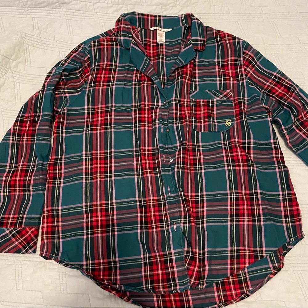 VS Plaid Button-Up sleep Shirt